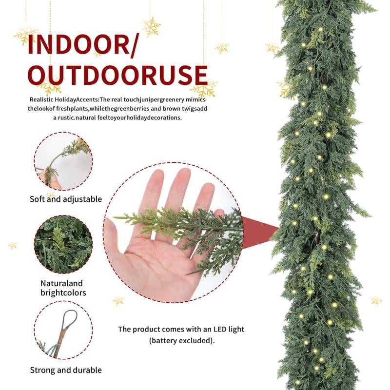 🏆 2026 HOT SALE 💥 6FT Pre‑lit Christmas Cedar Garland