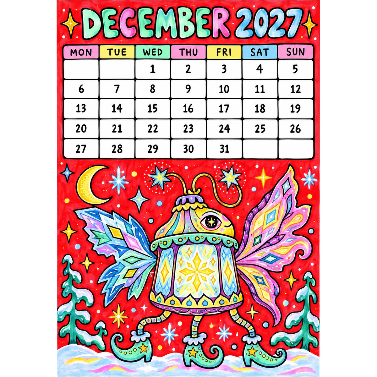 📅🎨2027 Whimsical Art Wall Calendar – 12-Month Fantasy Illustration Calendar