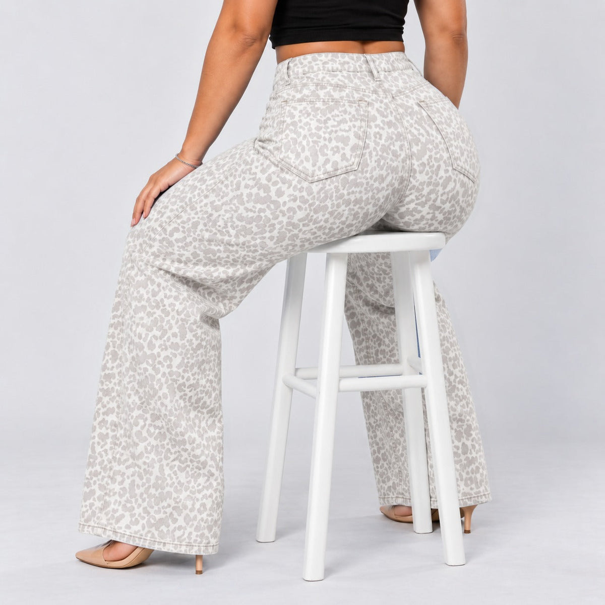 Mid-Low Rise Stretch Wide-Leg Jeans