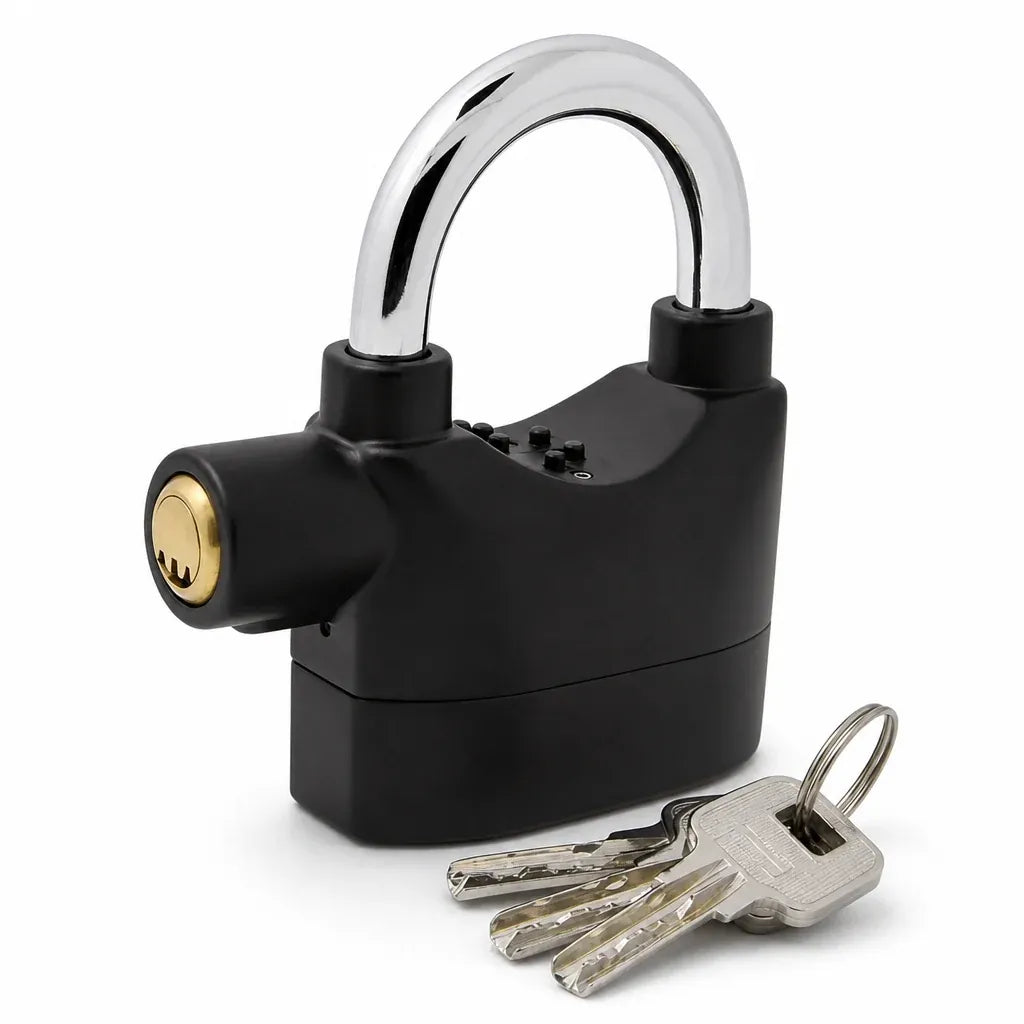 70mm Aluminum Alloy Anti Theft Alarm Padlock Security Gate Lock for Warehouse Motorcycle and Bicycle with Batteries
