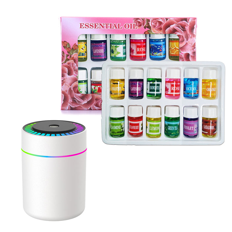 🌈 Aromatherapy Humidifier with Colorful LED Lights & 12-Pack Water-Soluble Essential Oils Set ✨