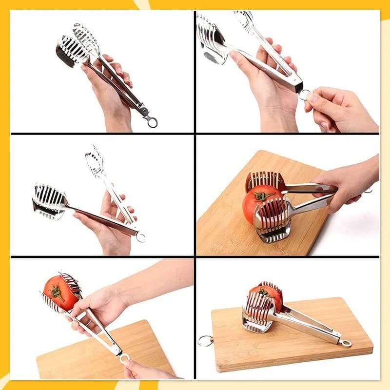 Creative Kitchen Slice Cutting Tool, Food‑Grade Aluminum Alloy Hand‑Held Slicer, Quick Slicing Holder
