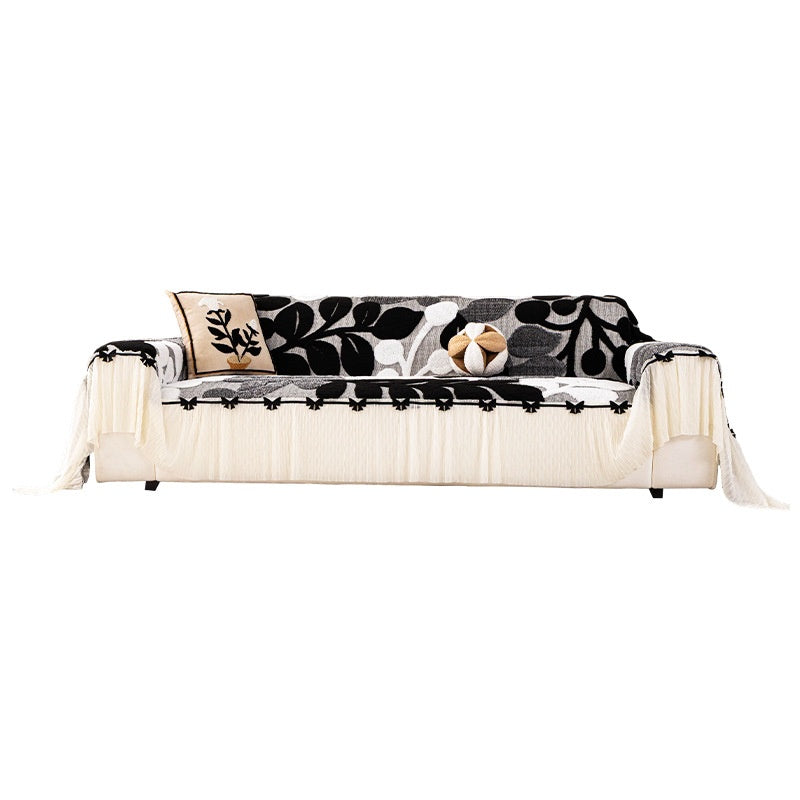 ✨Luxury Botanical Plush Sofa Cover with Elegant Bow Skirt