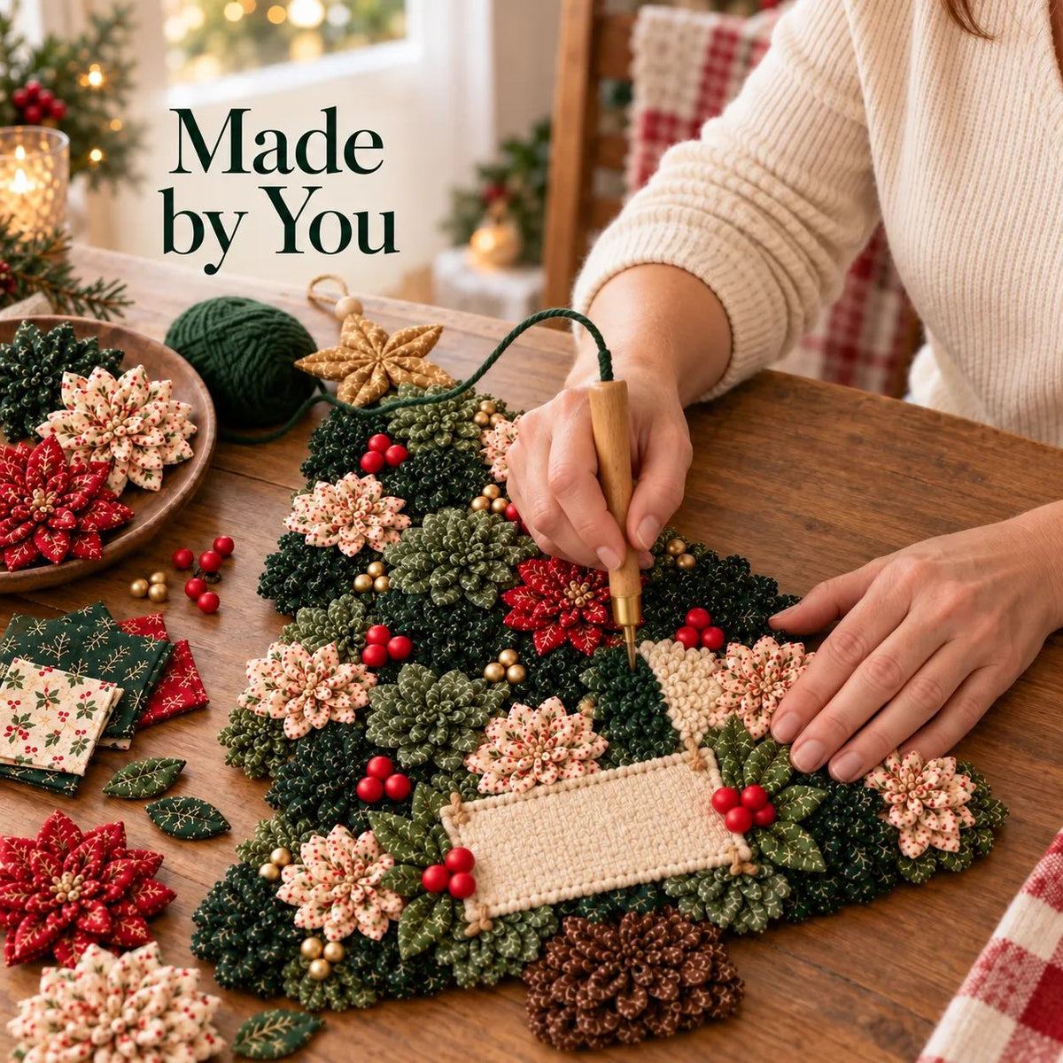 🎄 Handmade Layered Fabric Christmas Flower Door Hanging DIY Craft Kit 🎀(📦Buy 3 Free Shipping)