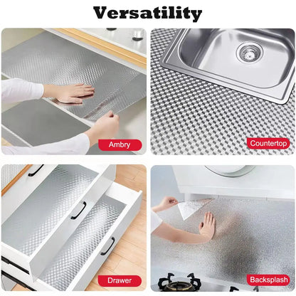 ✨ Stainless Steel Look Kitchen Wallpaper – Peel & Stick Oil-Resistant Backsplash Roll