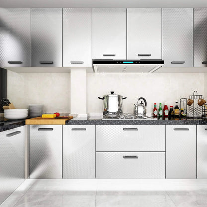✨ Stainless Steel Look Kitchen Wallpaper – Peel & Stick Oil-Resistant Backsplash Roll