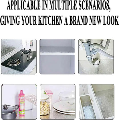 ✨ Stainless Steel Look Kitchen Wallpaper – Peel & Stick Oil-Resistant Backsplash Roll