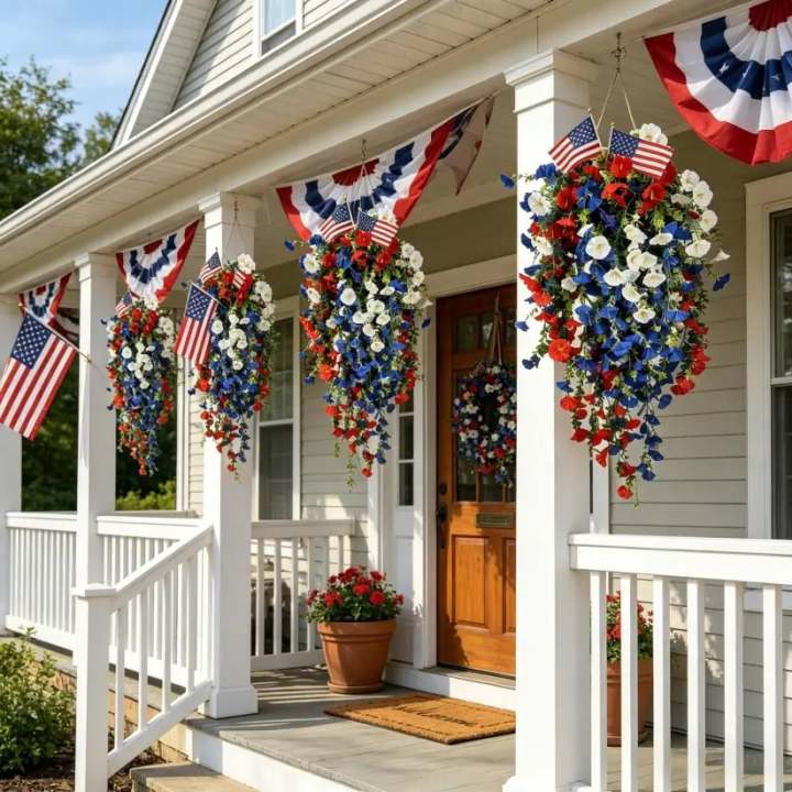✨Celebrate America’s 250th Anniversary with Patriotic Hanging Flower Baskets