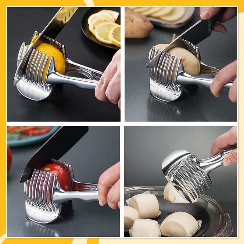Creative Kitchen Slice Cutting Tool, Food‑Grade Aluminum Alloy Hand‑Held Slicer, Quick Slicing Holder