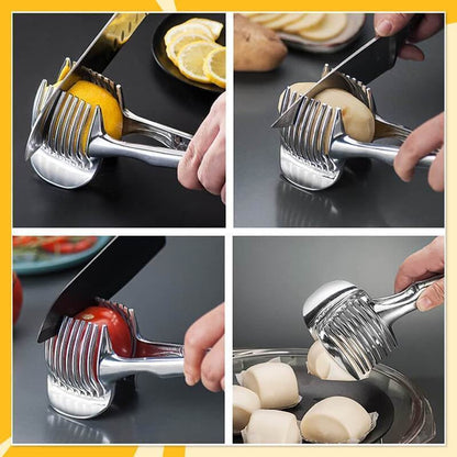 Creative Kitchen Slice Cutting Tool, Food‑Grade Aluminum Alloy Hand‑Held Slicer, Quick Slicing Holder