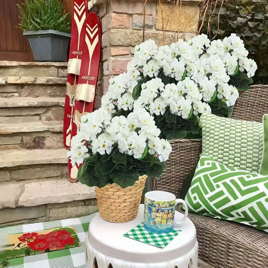 🌸 Lush, UV-Resistant Artificial Geraniums – Real Look, No Maintenance! 🌞🏡💐