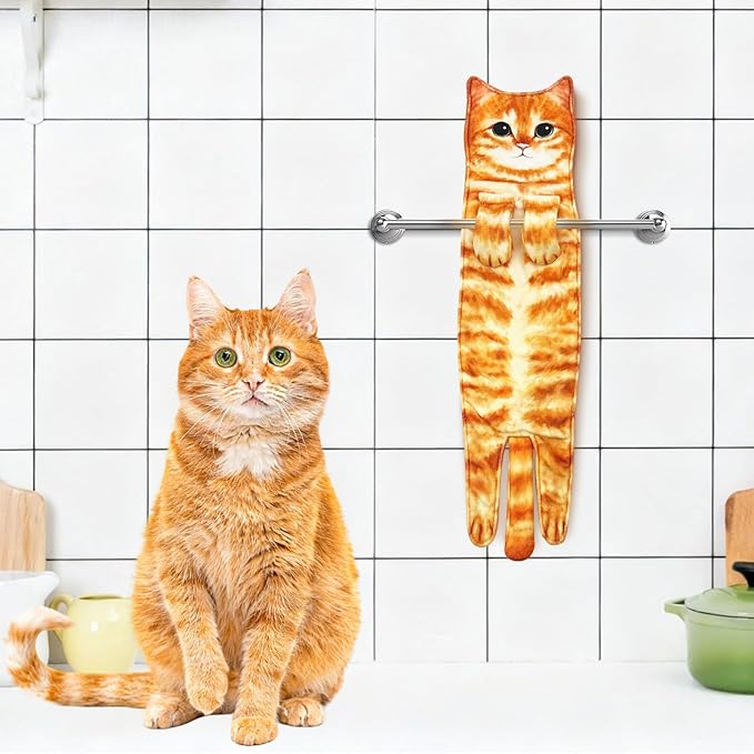 Funny Cat Hand Towels ForBathroom Kitchen Decor Towel