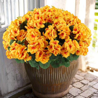 🌸 Lush, UV-Resistant Artificial Geraniums – Real Look, No Maintenance! 🌞🏡💐