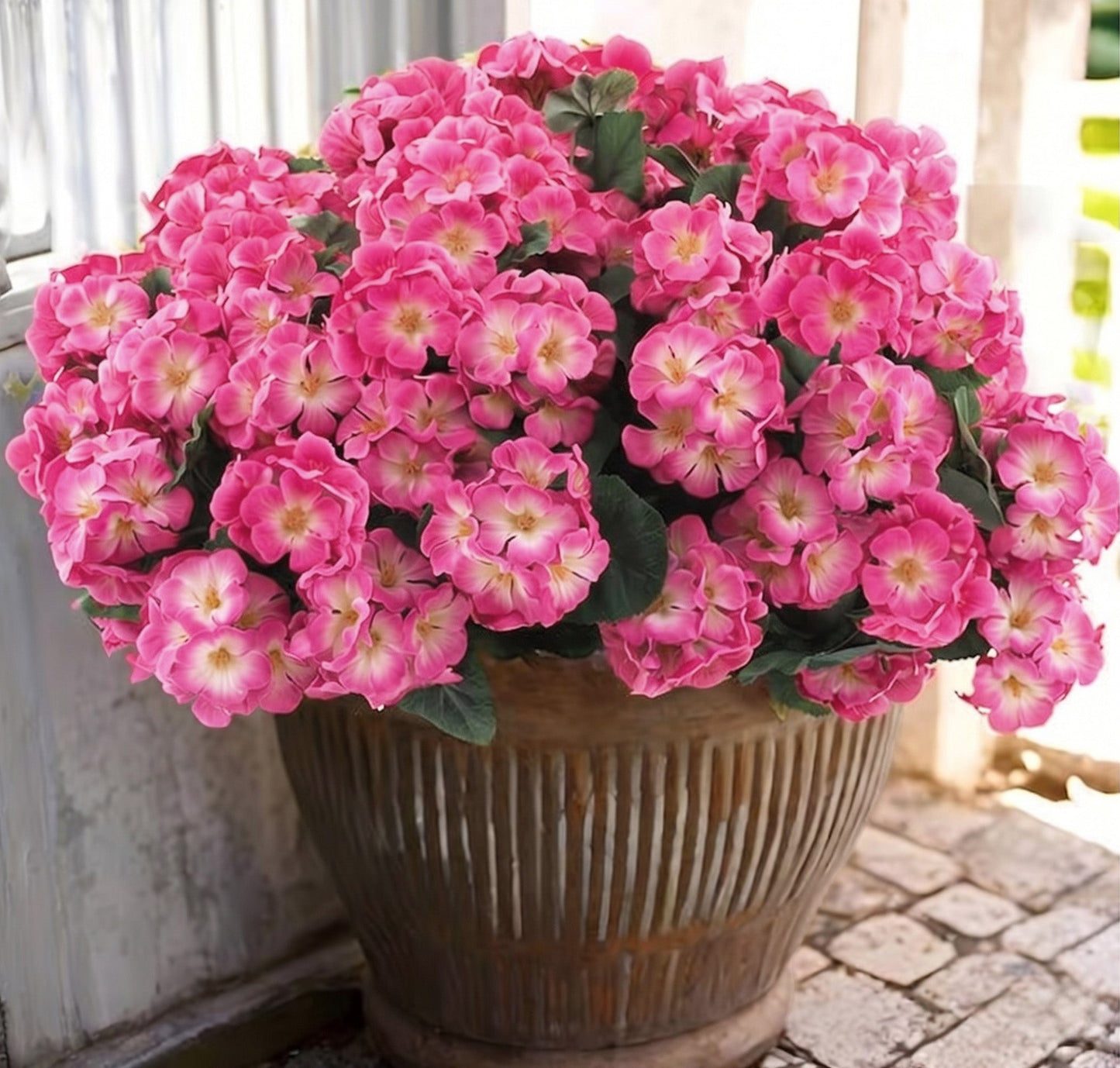 🌸 Lush, UV-Resistant Artificial Geraniums – Real Look, No Maintenance! 🌞🏡💐