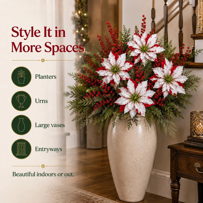 🌸☀️ Timeless Beauty, Zero Maintenance — Christmas Poinsettia Planter Inserts