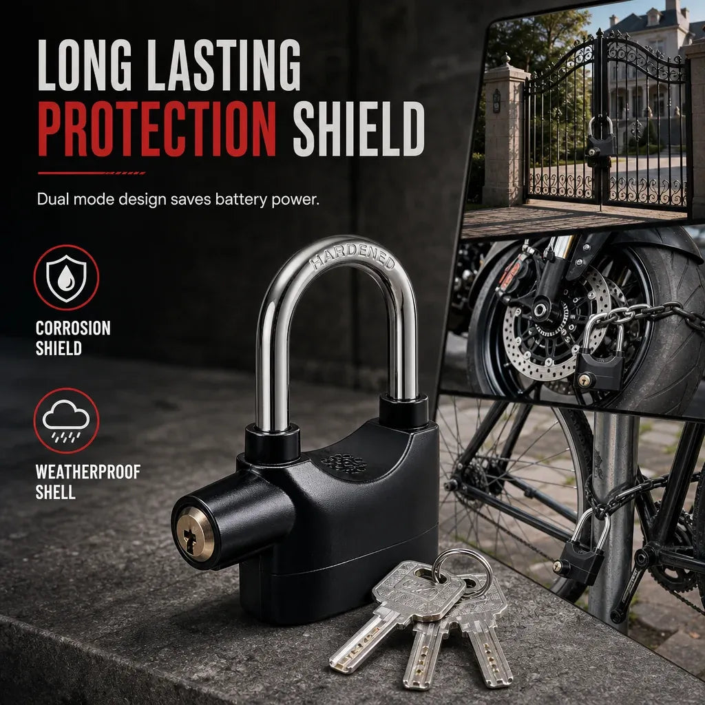 70mm Aluminum Alloy Anti Theft Alarm Padlock Security Gate Lock for Warehouse Motorcycle and Bicycle with Batteries