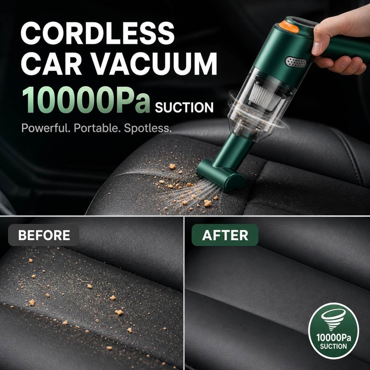 ⏳Limited-time 50% off⏰Cordless Car Vacuum – 10000Pa Suction & 4000mAh Battery🚗🌪️🌬️