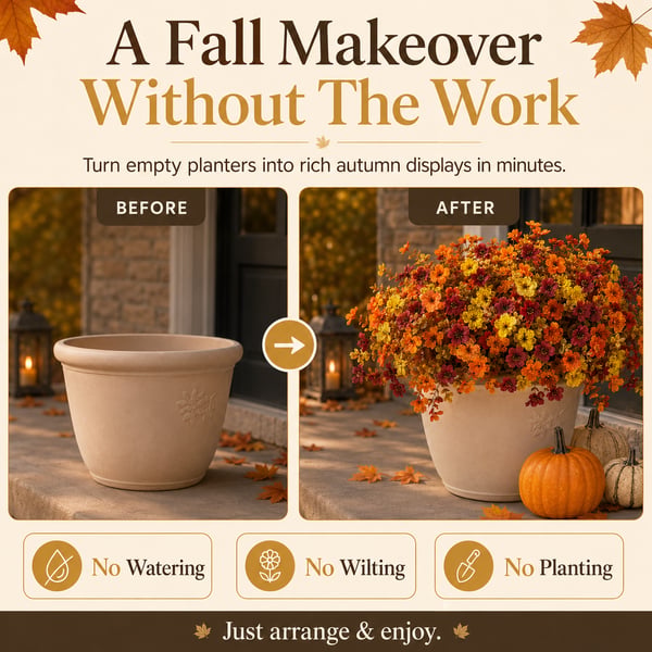 UV-Resistant Artificial Daisy Flowers for Fall Decor Halloween