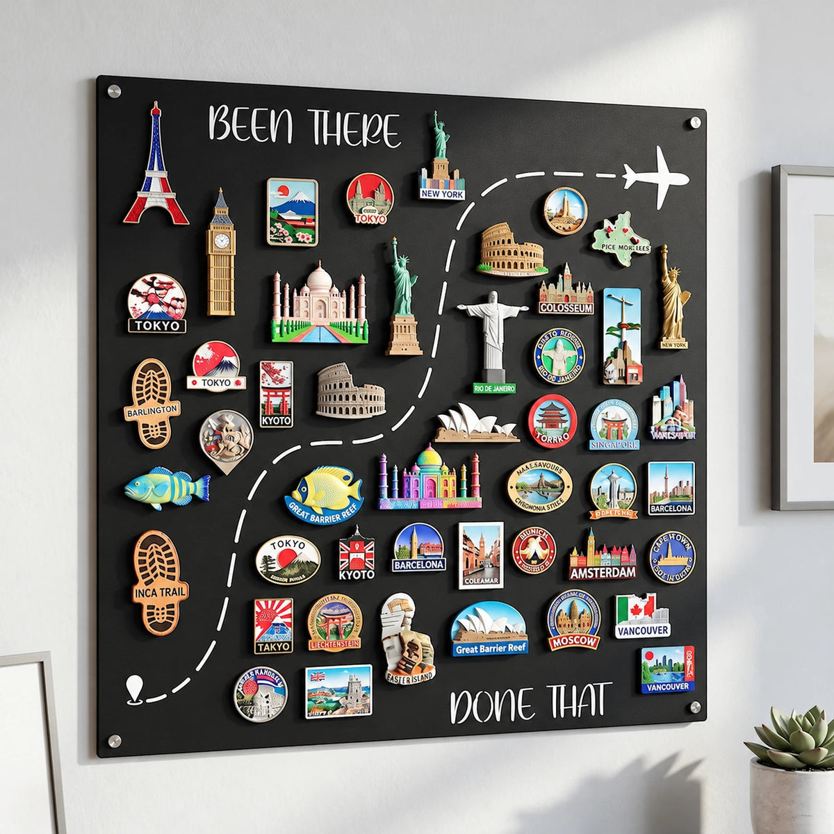 🌍 Travel Magnet Display Board | “Been There, Done That” Memory Wall