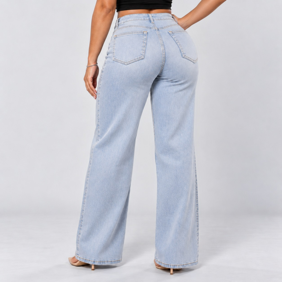 Mid-Low Rise Stretch Wide-Leg Jeans