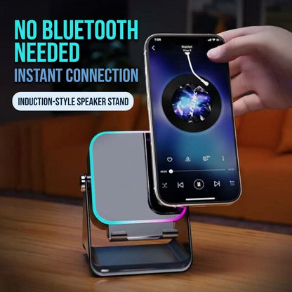 🎵📱 5-in-1: Bluetooth Speaker + Phone Stand + 8 RGB Lighting Effects + 360° Adjustable Mount + 3500mAh Battery