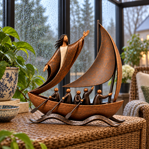 Peace in the Storm Faith Sailboat Sculpture