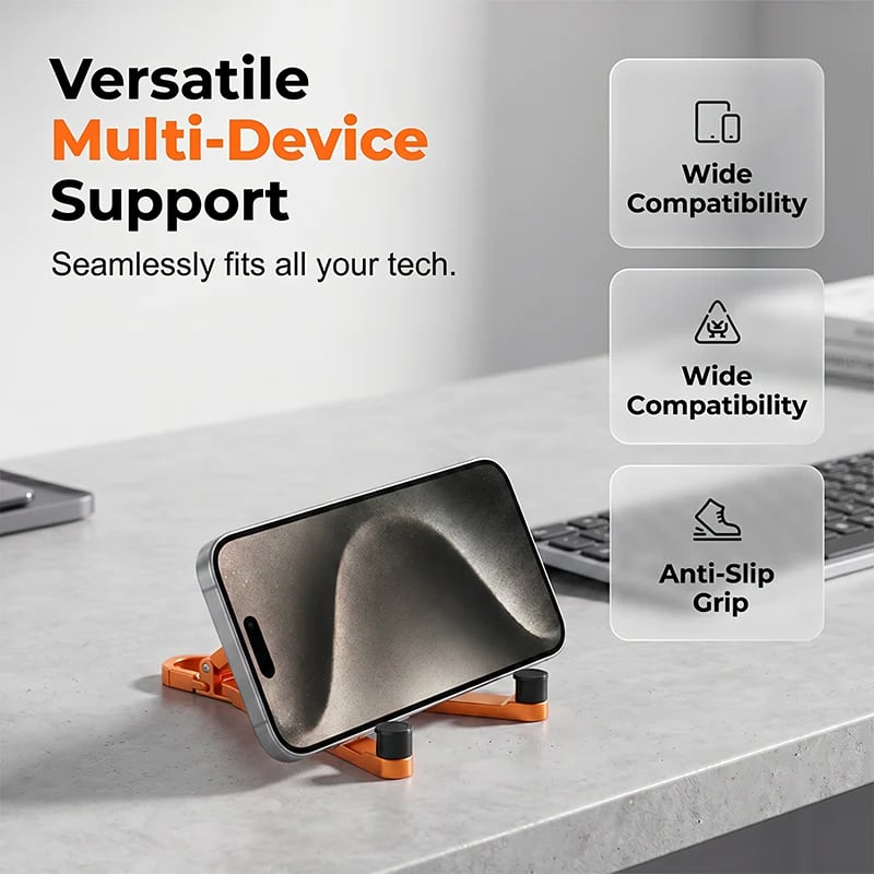 💯🔥HOT SALE 50% OFF🎁📱 Ultra-Compact Foldable Aviation Aluminum Keychain Phone Stand with Carabiner Clip ⚡