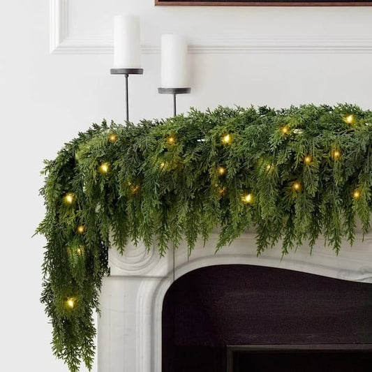 🏆 2026 HOT SALE 💥 6FT Pre‑lit Christmas Cedar Garland