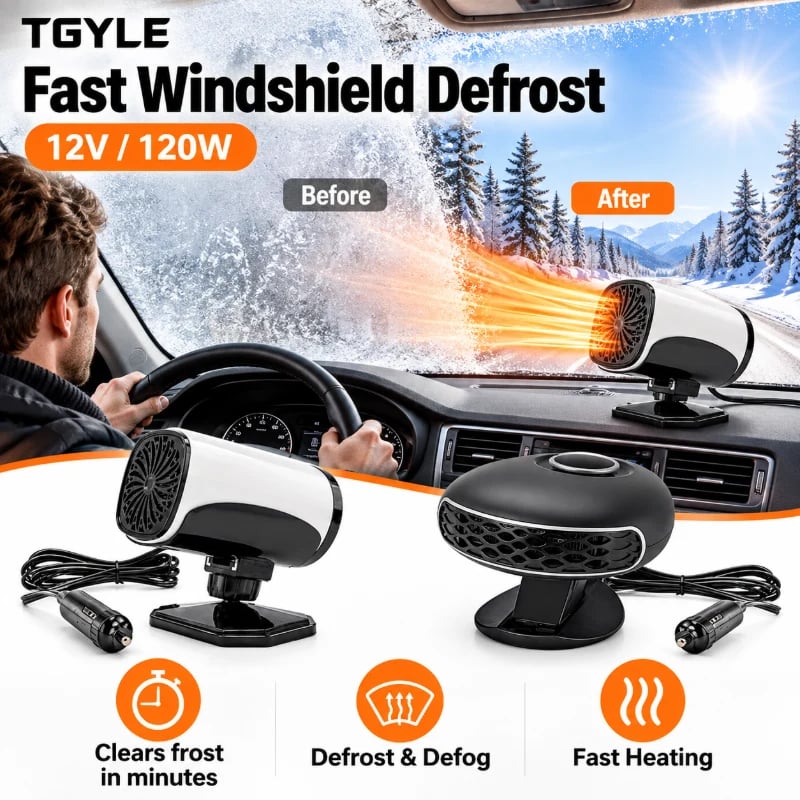 🌟✨ Portable Car Heater Defroster with 360-Degree Rotating Base