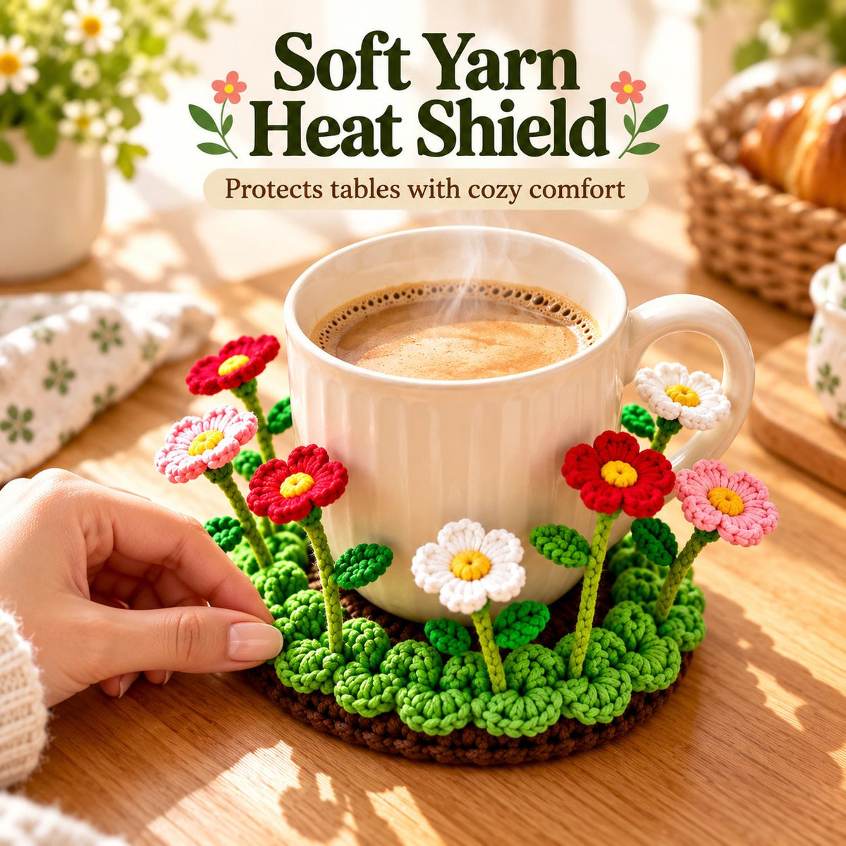 🌸49% OFF🌸Handmade Crochet Floral Coaster | Everlasting Table Art 🌸