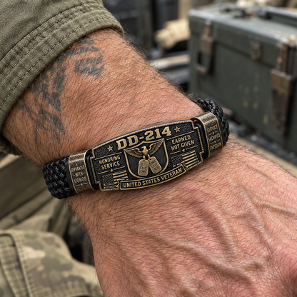 🇺🇸 100% Handmade DD-214 Veteran Honor Bracelet – A Meaningful Tribute to Military Service & Sacrifice 🎖️