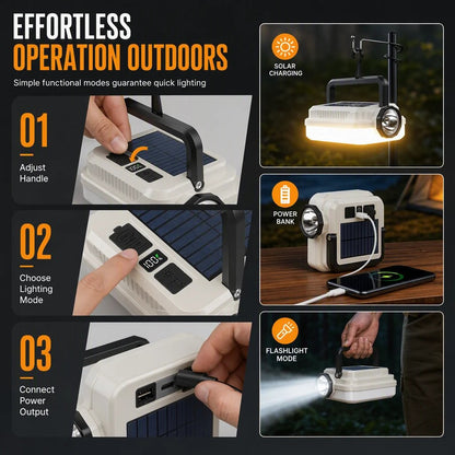 Solar Rechargeable LED Camping Lantern Multifunctional Handheld Work Light