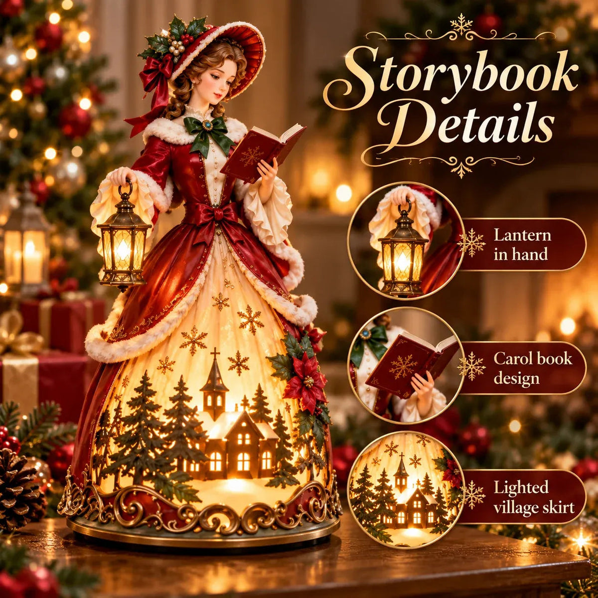 🎄 Victorian Christmas Caroler Tabletop Lamp – Festive Holiday Decor