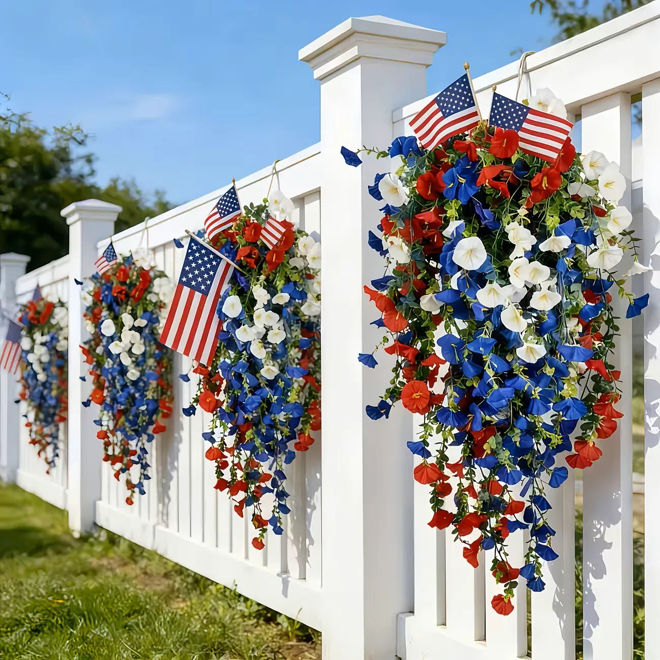 ✨Celebrate America’s 250th Anniversary with Patriotic Hanging Flower Baskets