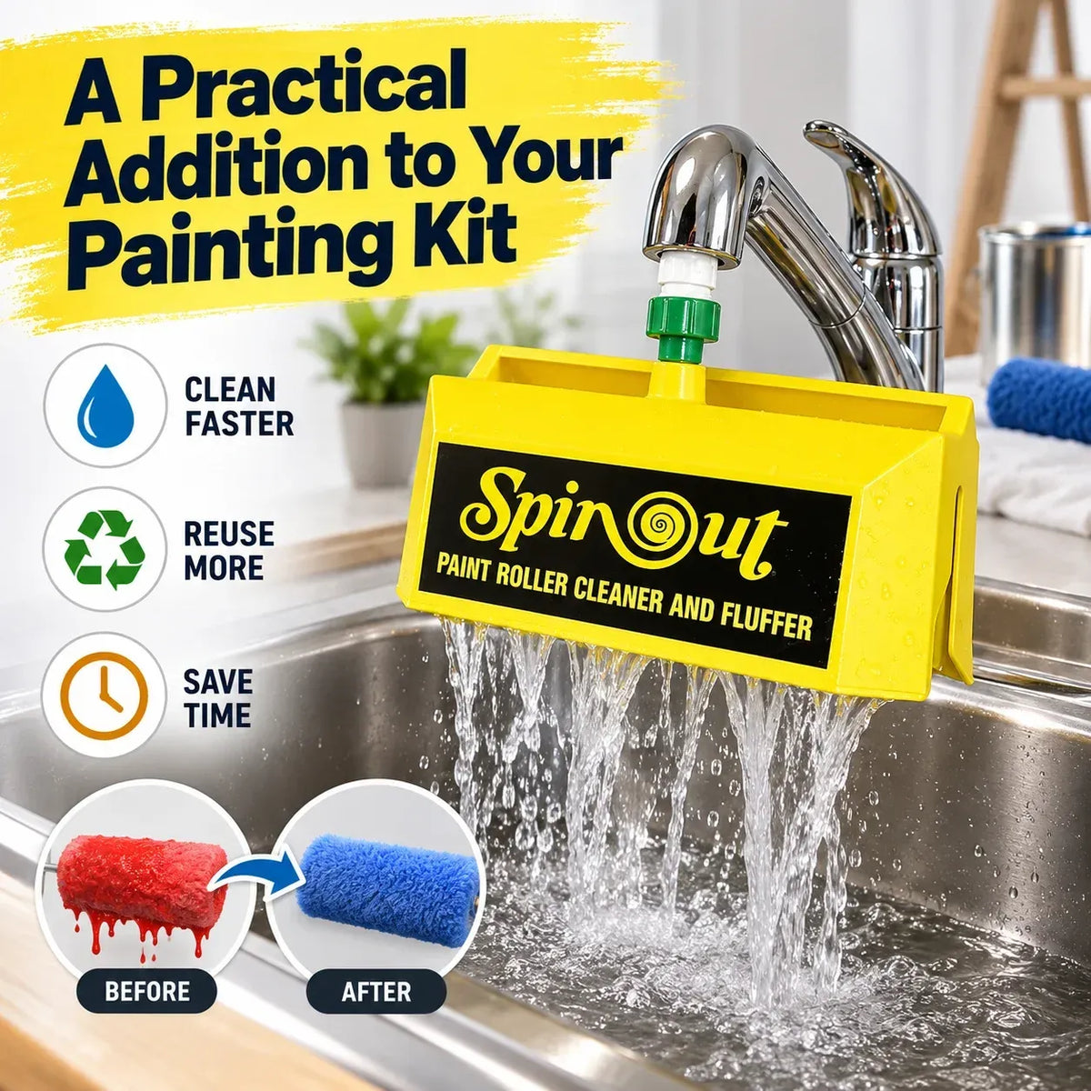 🎁Paint Roller Cleaner with Hose & Faucet Adapter
