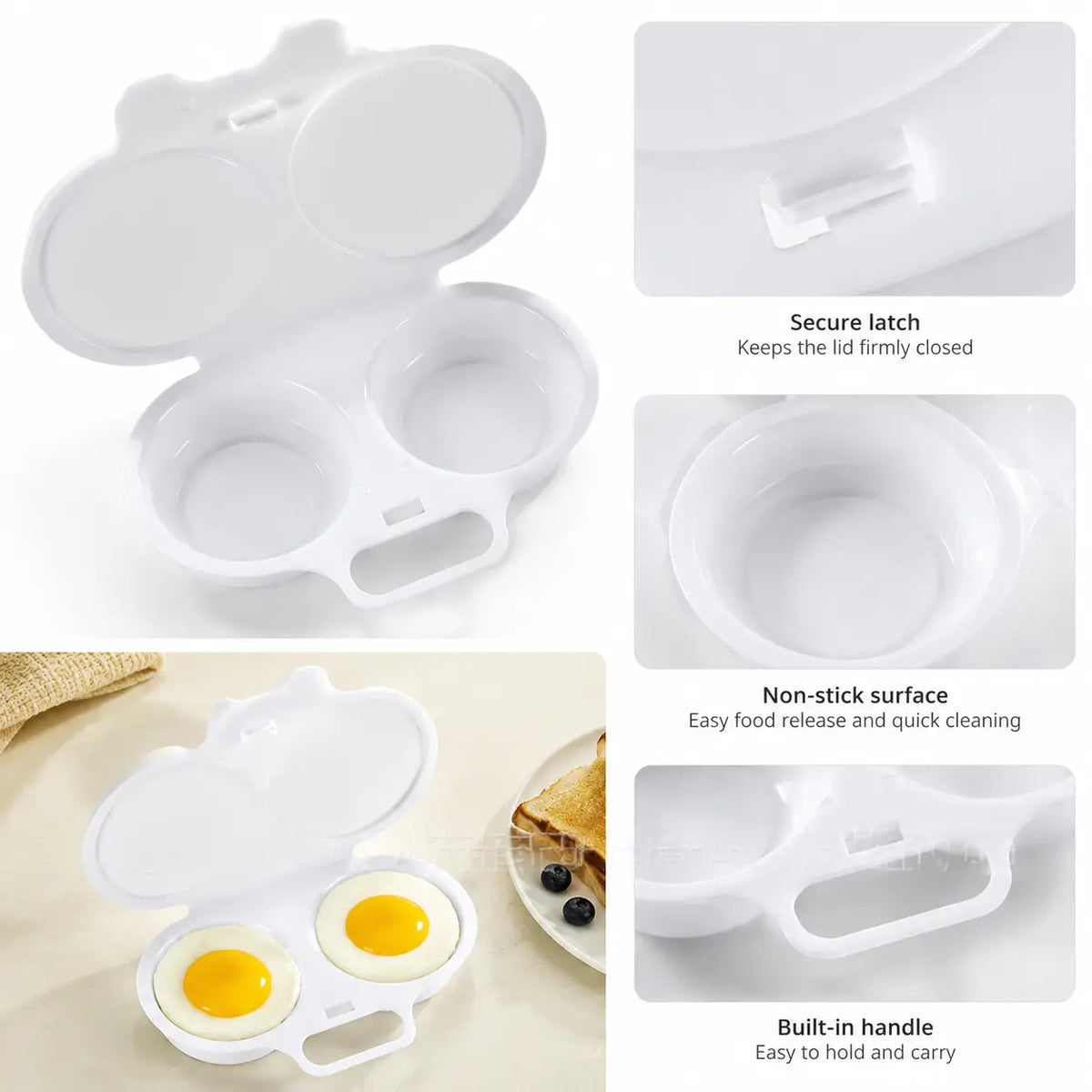 2‑Pack Easy‑To‑Clean Microwave Omelette Maker, Multifunctional Egg Poacher 🍳