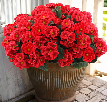 🌸 Lush, UV-Resistant Artificial Geraniums – Real Look, No Maintenance! 🌞🏡💐