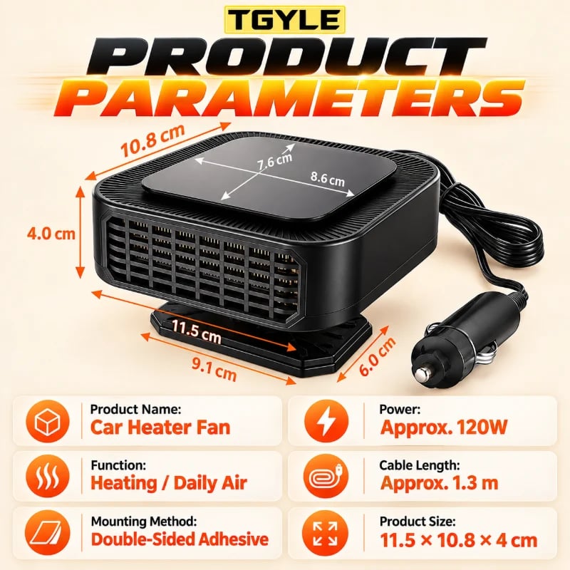 🌟✨ Portable Car Heater Defroster with 360-Degree Rotating Base