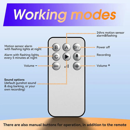 Solar Outdoor Motion SensorAlarm - Dog Barking & GunshotSound, Support Recording andVolume Adjustment