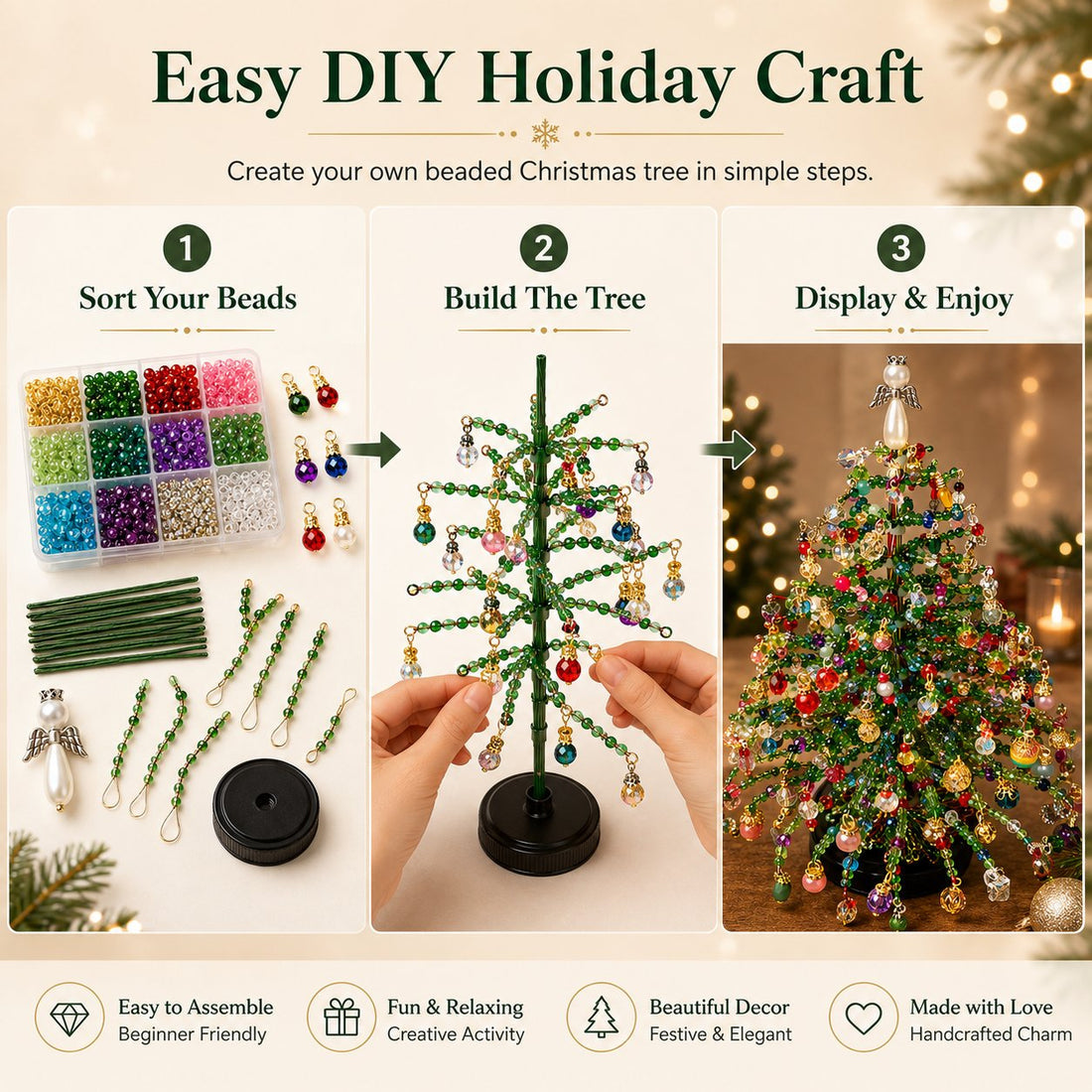 DIY Beaded Christmas Tree Kit – Create Your Own Sparkling Holiday Decoration