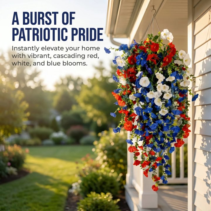✨Celebrate America’s 250th Anniversary with Patriotic Hanging Flower Baskets