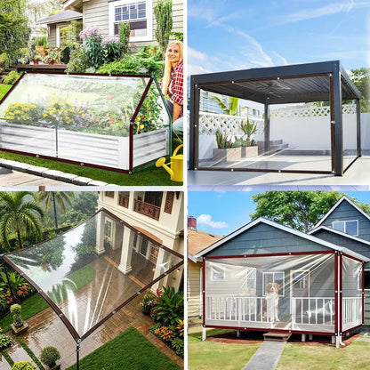 Clear Waterproof PETarp, TransparentOutdoor Cover With MetalGrommets