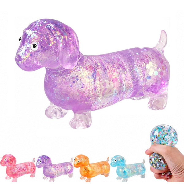 A Shimmering, Cuddly Dachshund Slow-rebound Stress-relieving Toy.