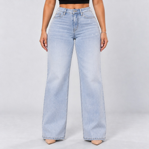 Mid-Low Rise Stretch Wide-Leg Jeans