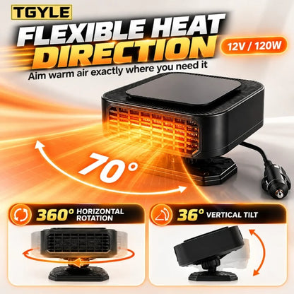 🌟✨ Portable Car Heater Defroster with 360-Degree Rotating Base