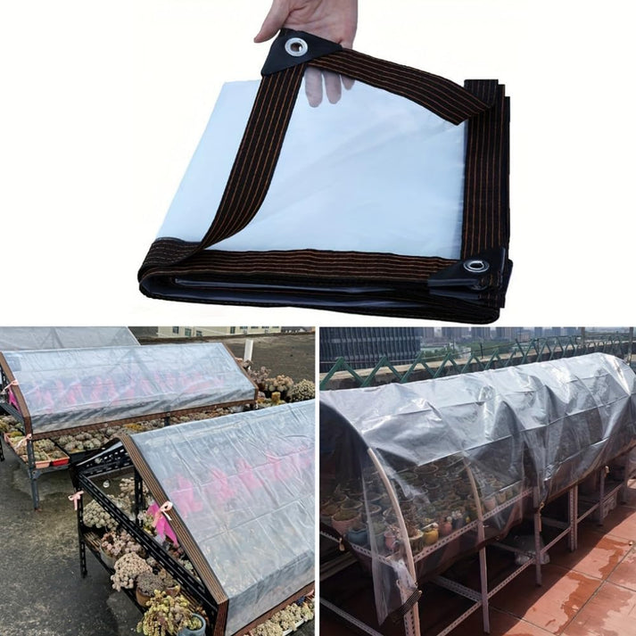 Clear Waterproof PETarp, TransparentOutdoor Cover With MetalGrommets