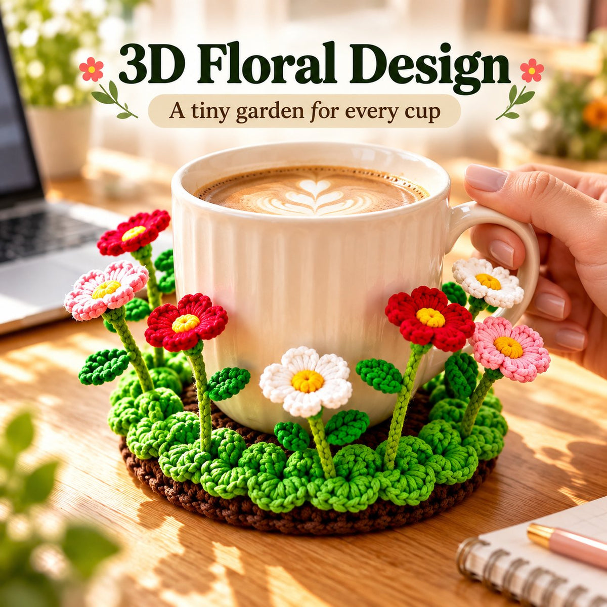 🌸49% OFF🌸Handmade Crochet Floral Coaster | Everlasting Table Art 🌸