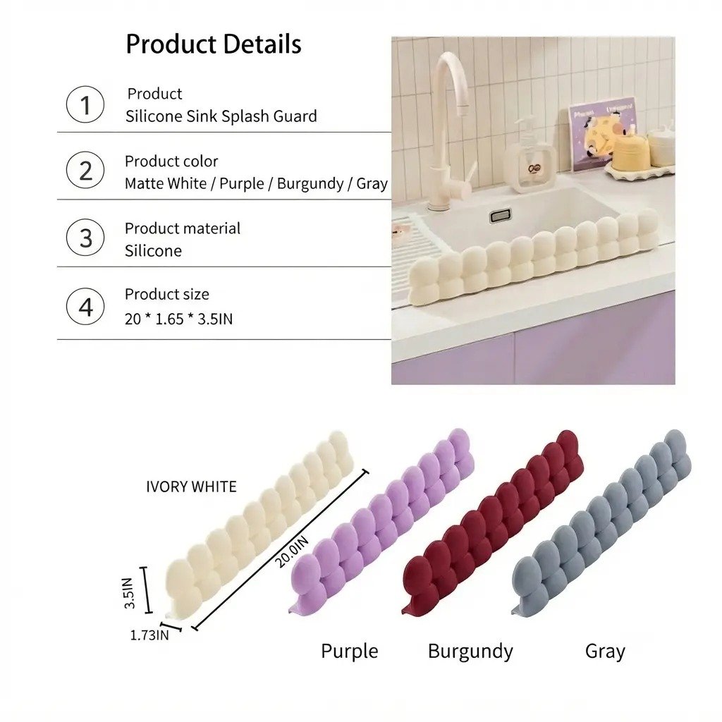 2-Piece Silicone Sink Splash Guard Set – Reusable Counter Barrier