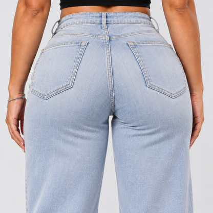 Mid-Low Rise Stretch Wide-Leg Jeans
