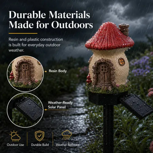 Solar Fairy-Tale Mushroom Cottage Garden Light